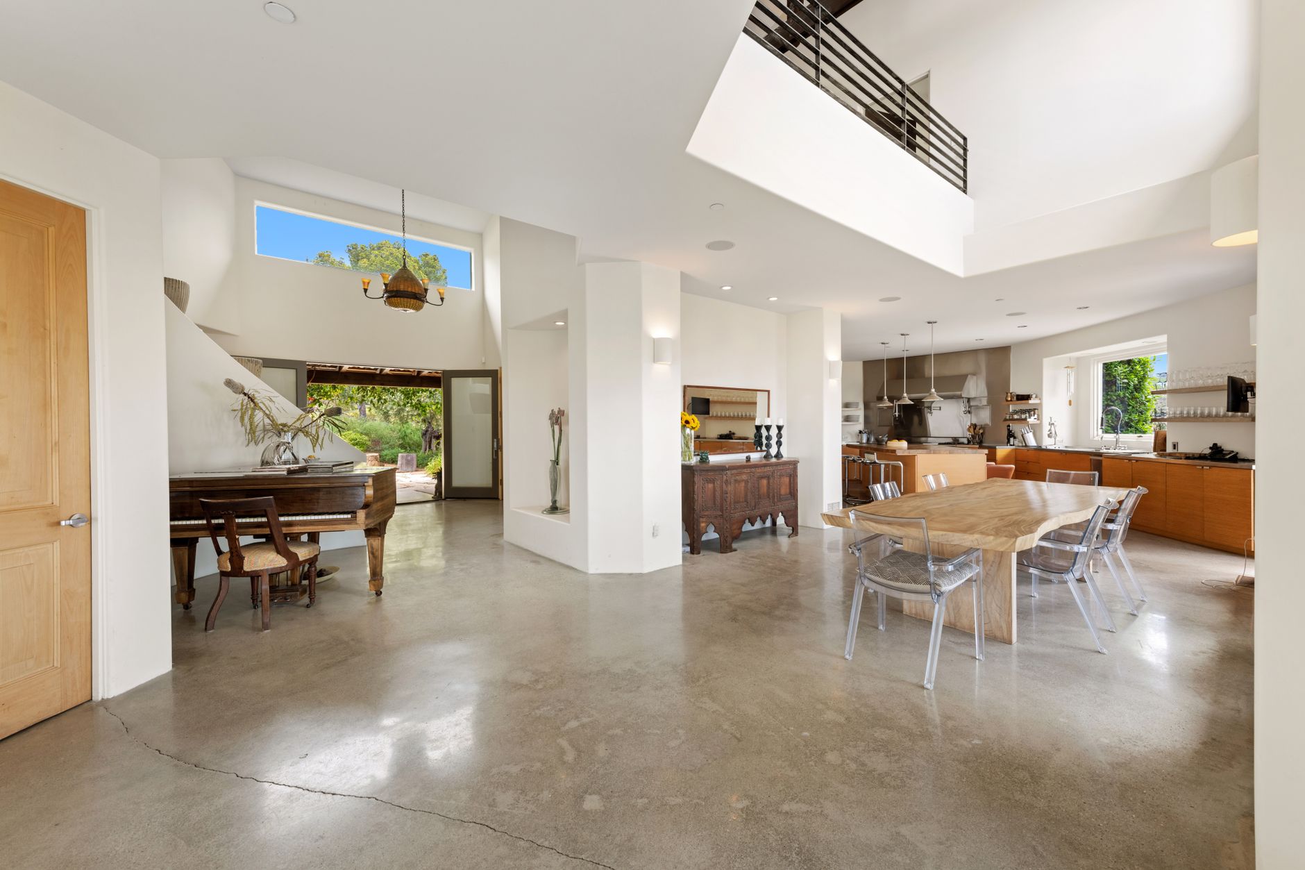 Acoustic stretch ceiling installed in spacious open plan Australian coastal living area